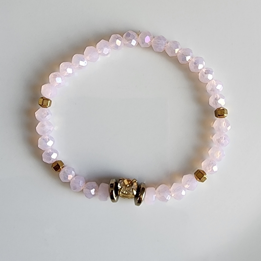Pink Beaded Bracelet Princess Style Crystal
